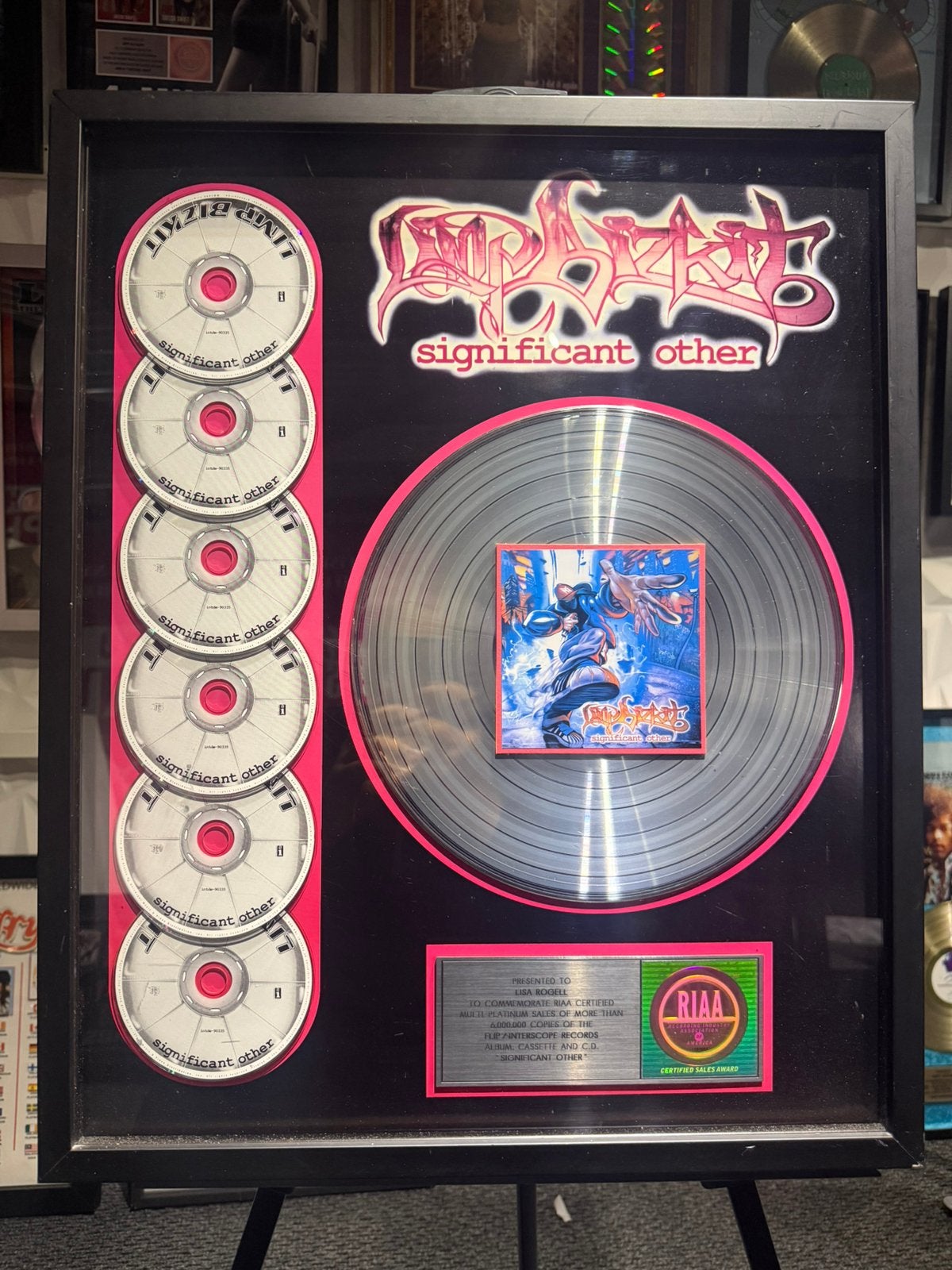 Limb Bizkit Significant Other 6x Platina RIAA Award, Ophalen of Verzenden, Zo goed als nieuw, Overige typen