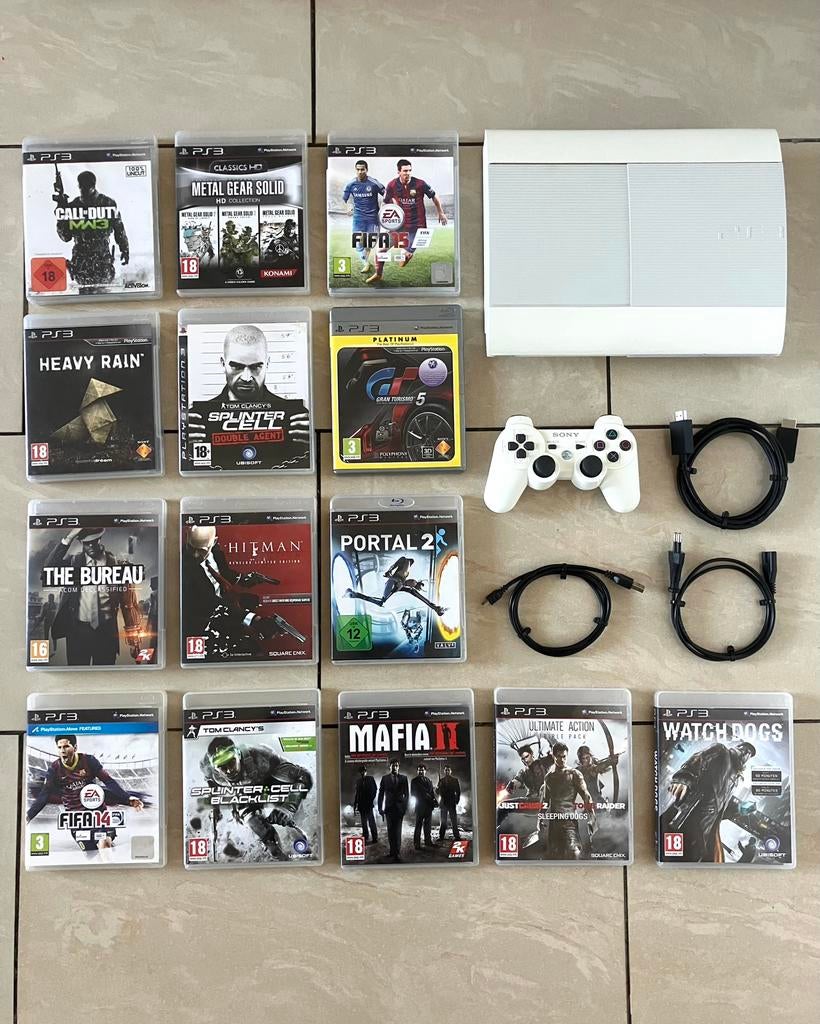PlayStation 3 Super Slim 500GB met games!, Spelcomputers en Games, Spelcomputers | Sony PlayStation 3, Zo goed als nieuw, Slim