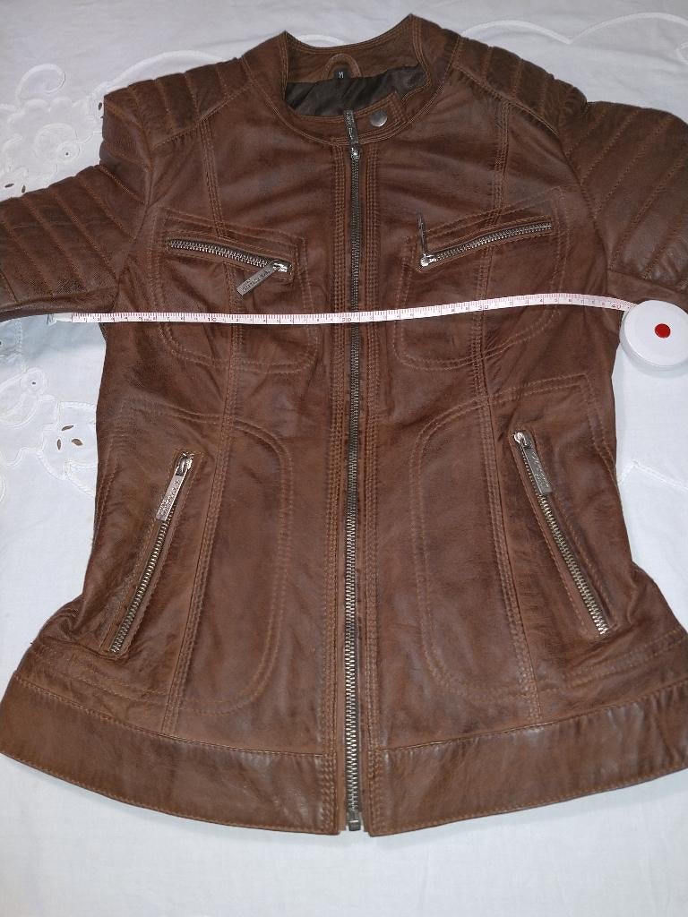 Versano biker jasje maat m leder miami bruin met mooie deta, Ophalen of Verzenden, Zo goed als nieuw, Maat 38/40 (M), Bruin