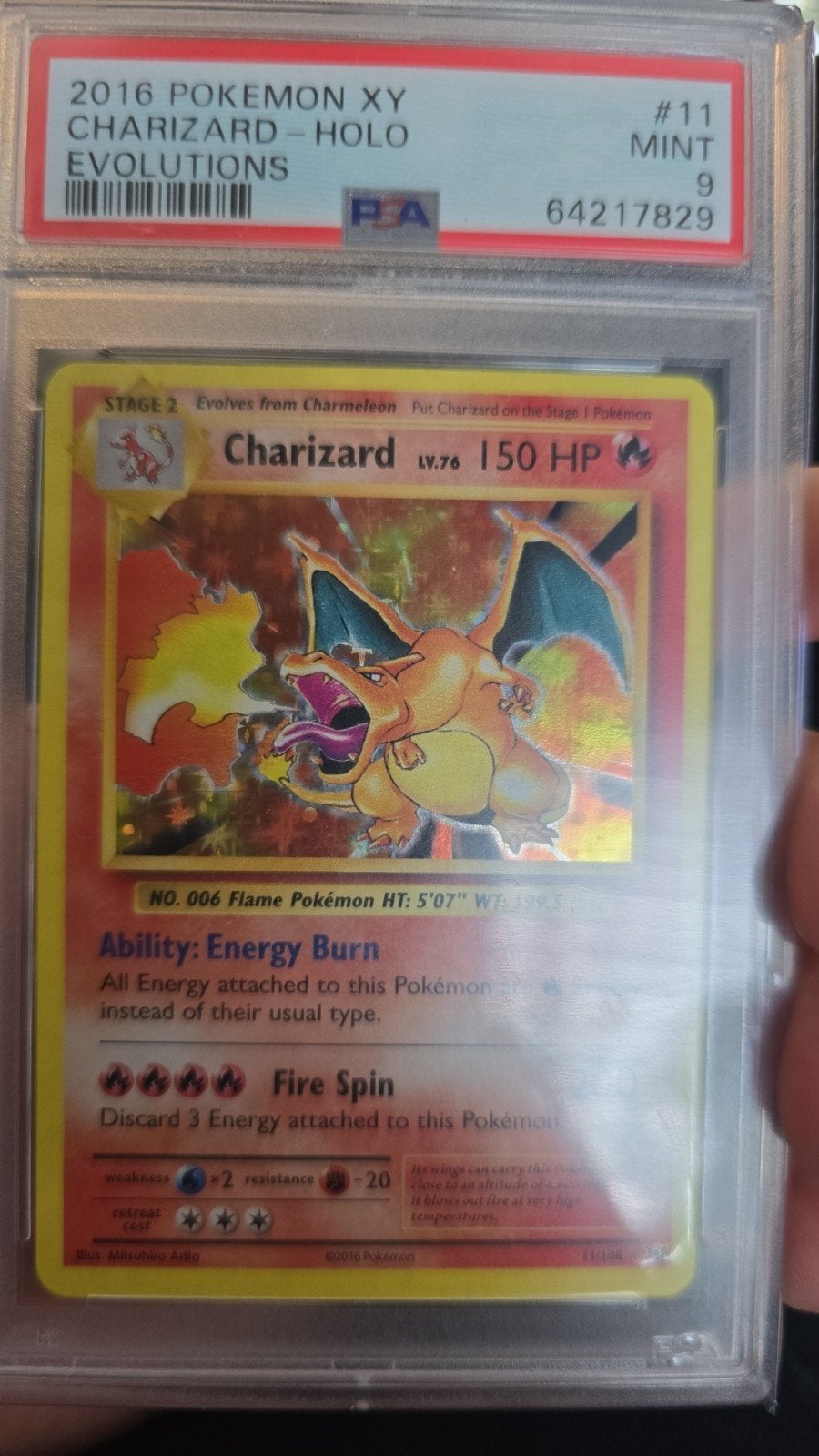 Charizard Holo Evolutions PSA 9 MINT Pokémon Kaart, Hobby en Vrije tijd, Ophalen of Verzenden, Nieuw, Losse kaart