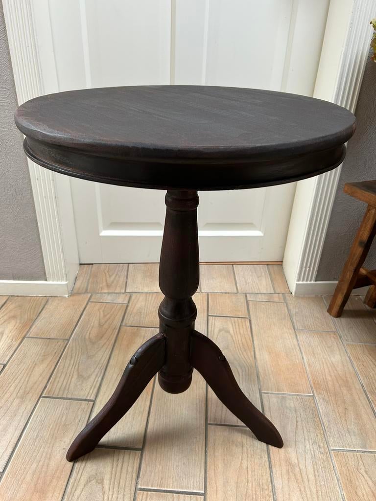 Wijntafel bijzettafel rond landelijk bruin, Ophalen, Minder dan 55 cm, Rond, Zo goed als nieuw
