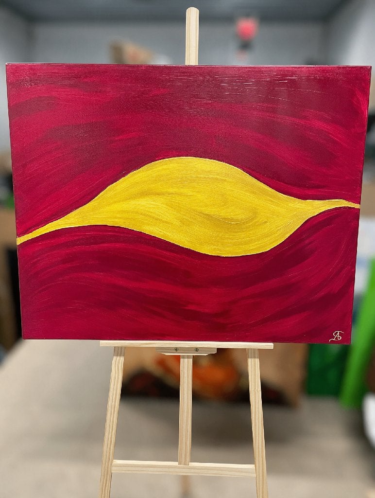 Golden Flow – handgeschilderd en gesigneerd schilderij, Antiek en Kunst, Ophalen