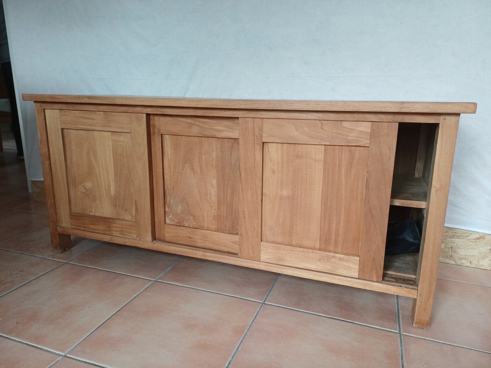 Teakhouten dressoir 150 cm, Ophalen, Met deur(en), 100 tot 150 cm, Teakhout