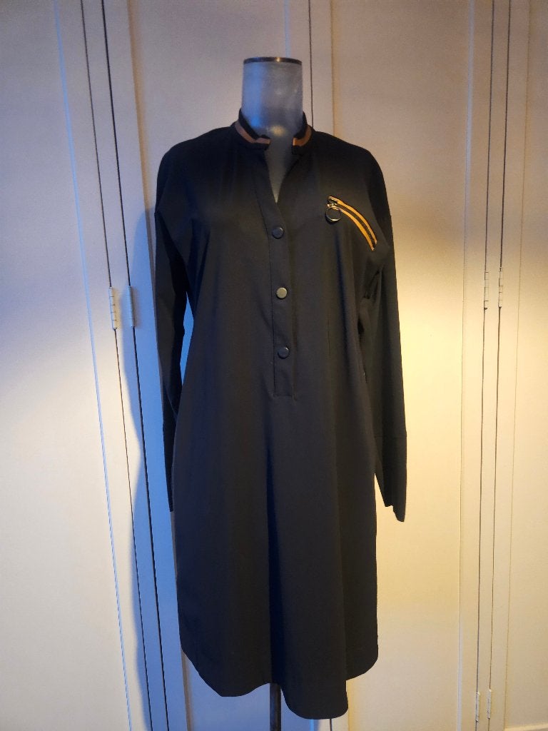 Jane Lushka jurk zwart-brons Maat M zgan, Kleding | Dames, Maat 38/40 (M), Zwart, Ophalen of Verzenden, Zo goed als nieuw