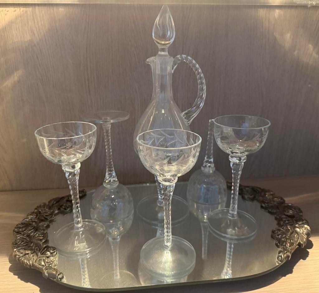 Luxe kristallen glazen en karaffen set, Ophalen of Verzenden