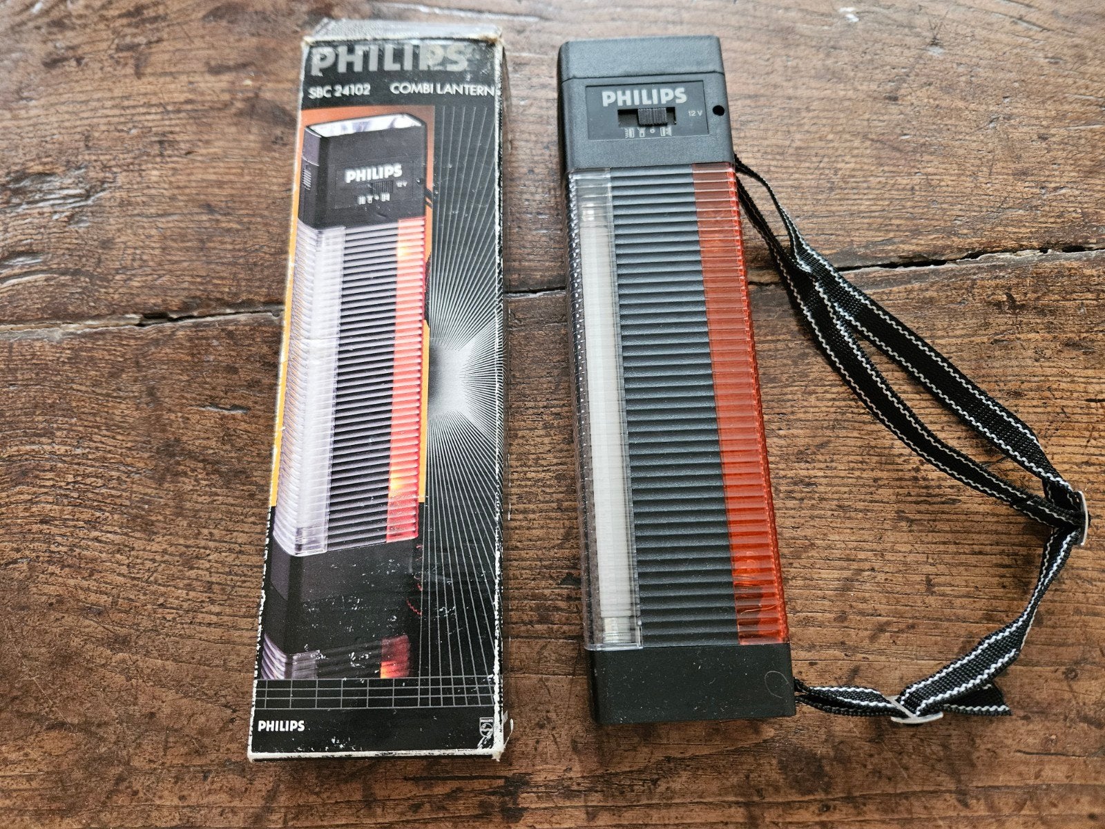 Vintage Philips SBC 24102 Combi Lantaarn met verpakking, Ophalen of Verzenden, Zo goed als nieuw, Batterij