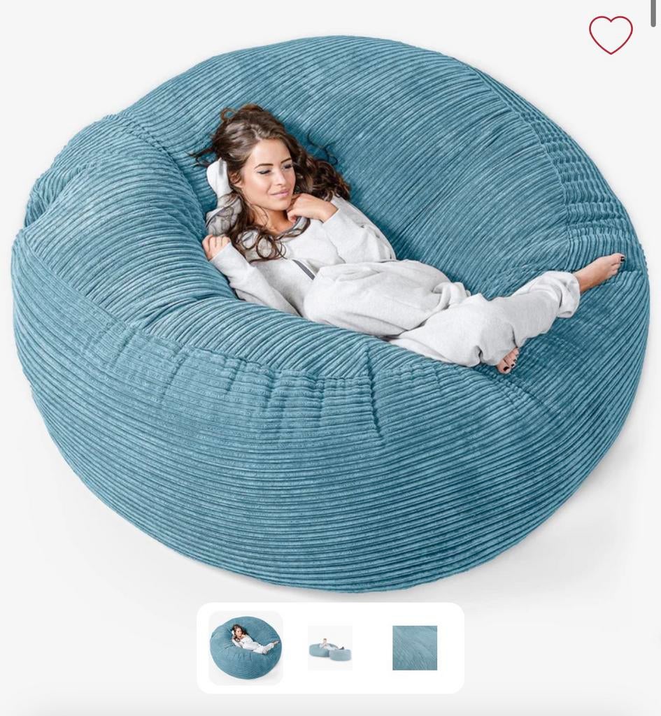 Big Bertha Mega Mammoet zitzak XXL blauw ribfluweel, Huis en Inrichting, Zitzakken, Ophalen, Gebruikt, Blauw, Zitzak