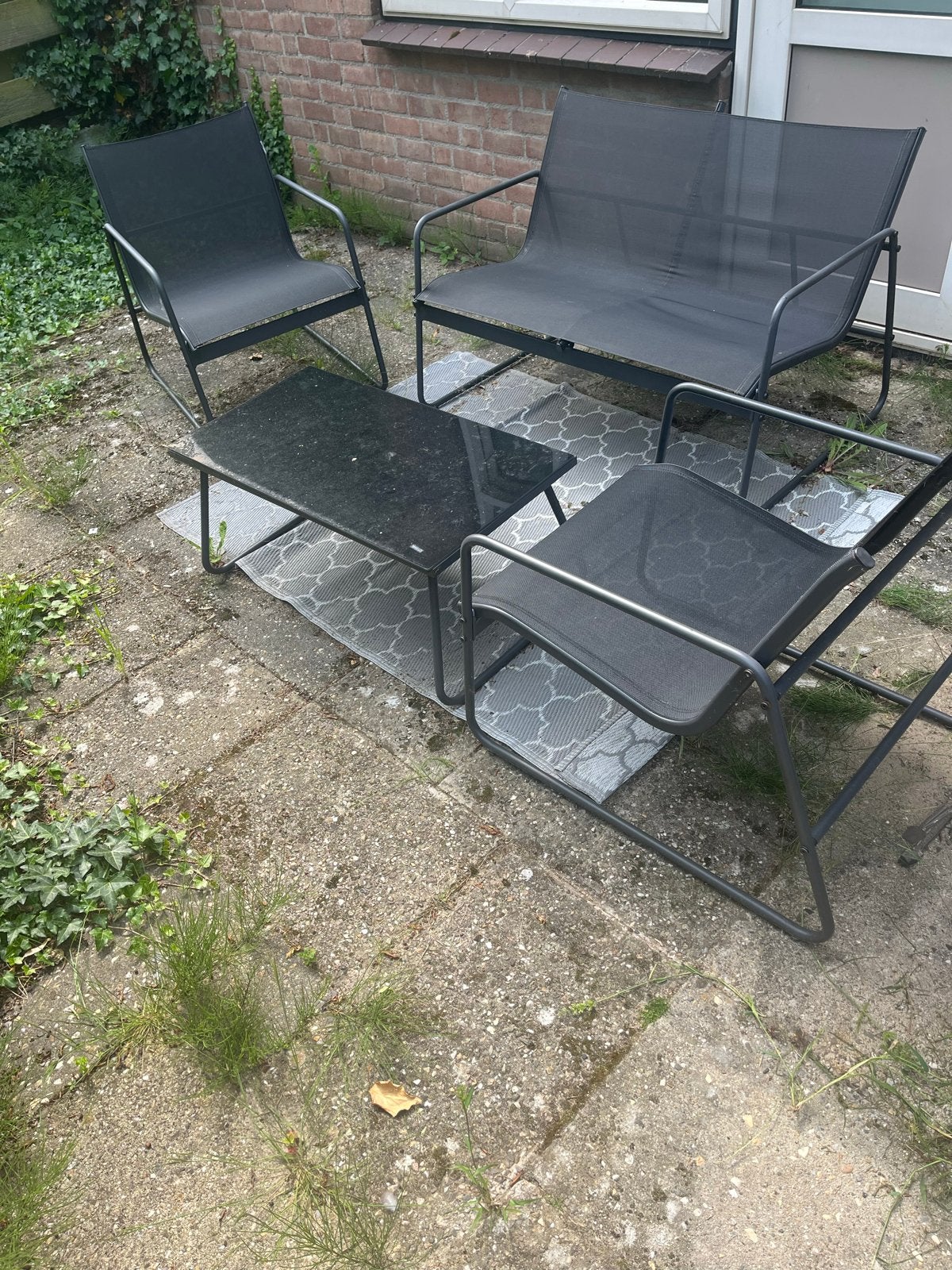 Loungeset Action - Altijd buiten gestaan, nooit gebruikt, Tuin en Terras, Ophalen, 4 zitplaatsen, Gebruikt, Aluminium