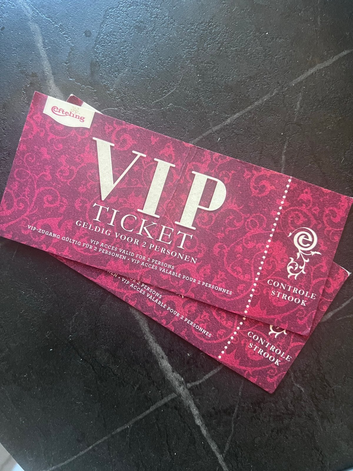 Twee Vip Tickets Efteling, Twee personen, Ticket of Toegangskaart