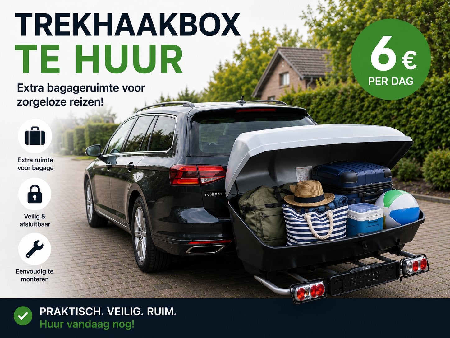 Te huur: Thule trekhaakkoffer / trekhaakbox 420L - 6 euro pd, Ophalen of Verzenden, Zo goed als nieuw