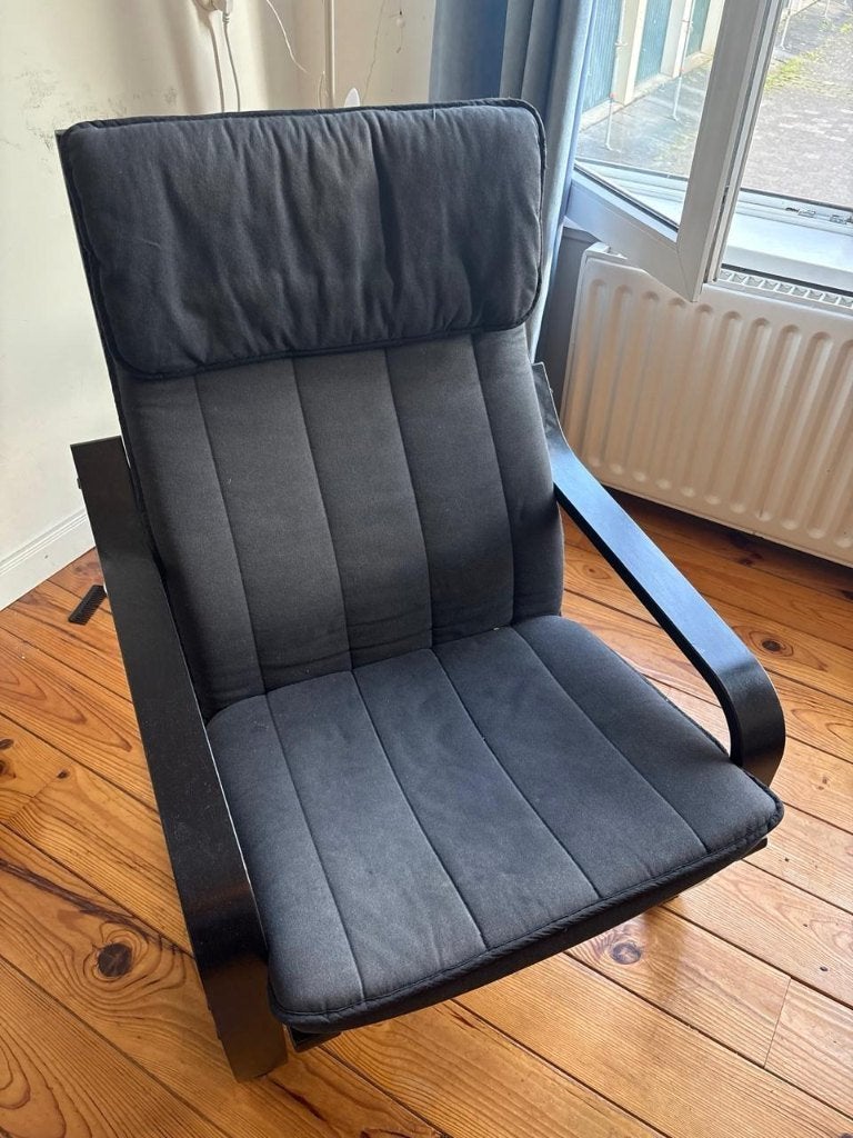 Black lounge / rocking-style chair, Ophalen, Zo goed als nieuw, 75 tot 100 cm, 50 tot 75 cm