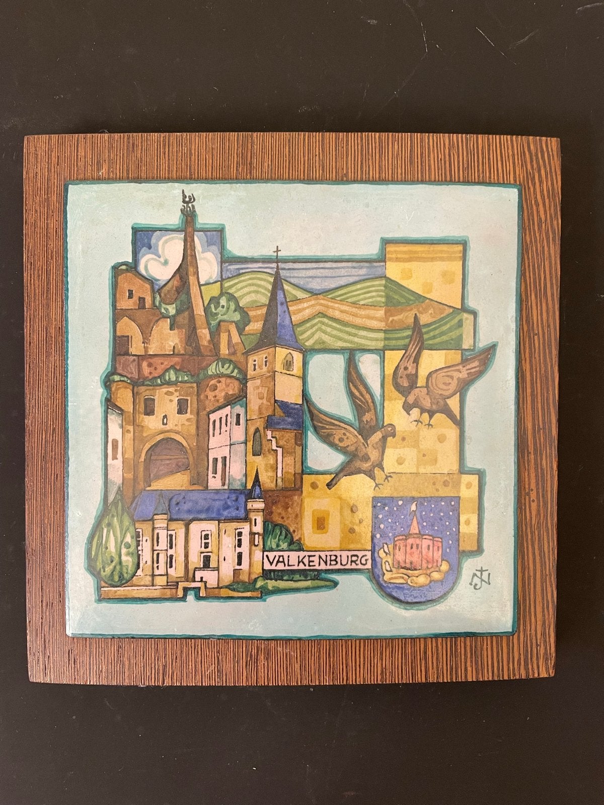 Emaille plaquette Valkenburg aan de Geul - Wolterman jaren 7, Ophalen of Verzenden