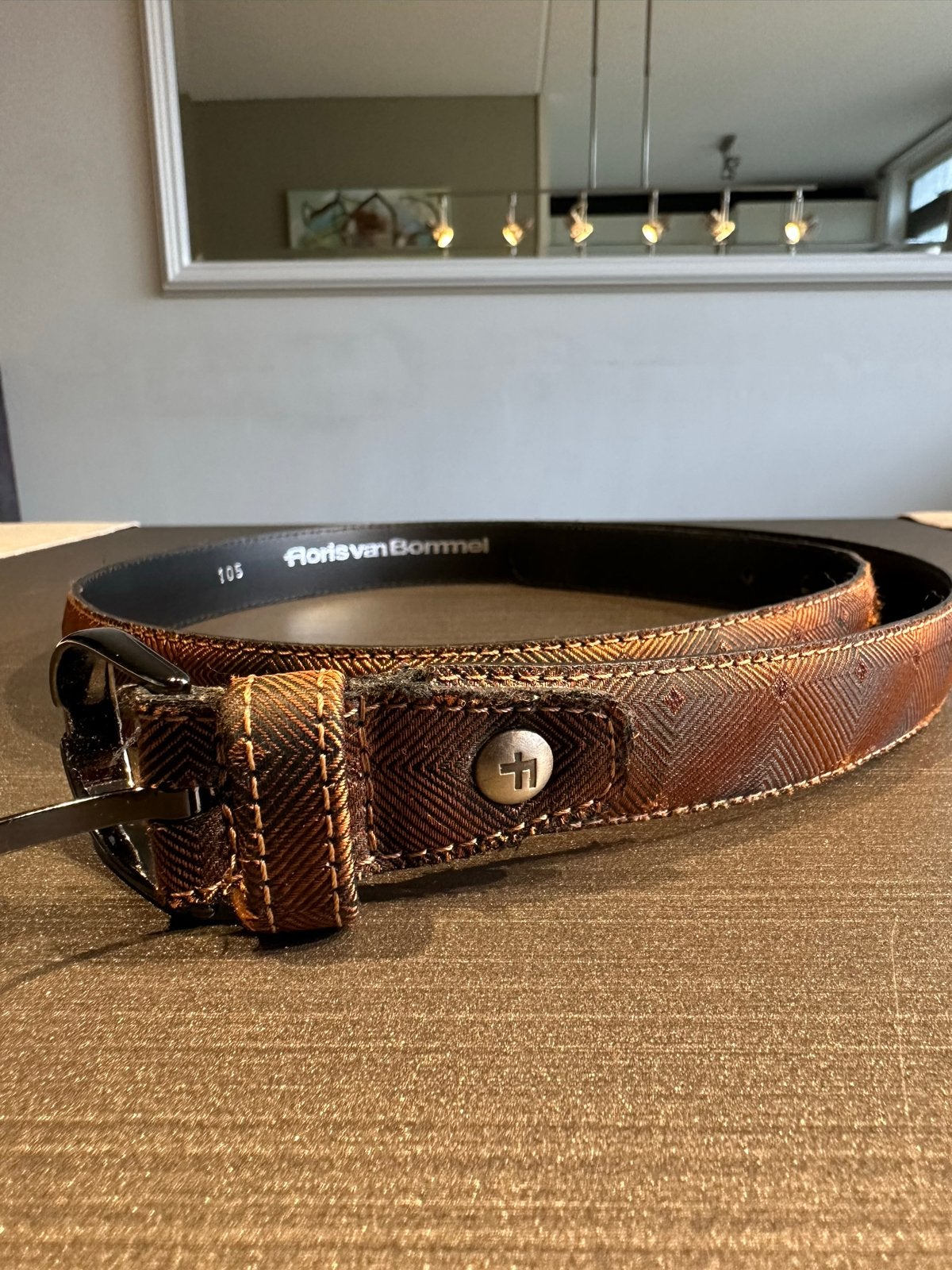 Floris van Bommel Oranje/Bruine Damesriem, Minder dan 3 cm, Echt leder, Nieuw, Heupriem