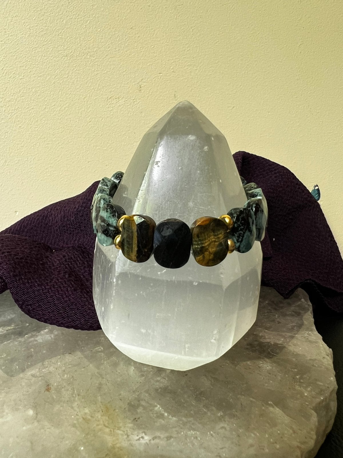 Jaspis slangenhuid valkenoog zilver beschermt aura, Met bedels of kralen, Magnolia11, Nieuw, Ophalen of Verzenden