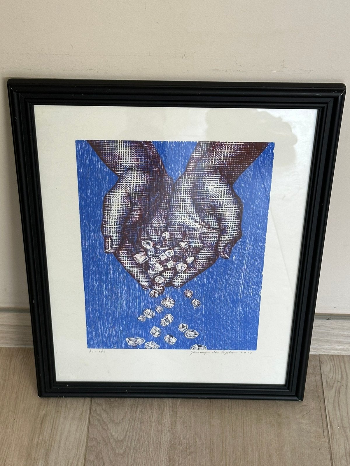 Jacomijn den Engelsen grafiek schilderij Handen 2017, Ophalen of Verzenden