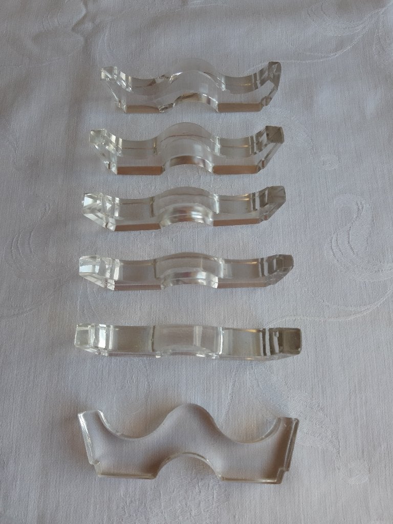 6 ANTIEKE KRISTALLEN MESSEN / BESTEK LEGGERS Facet geslepen, Antiek en Kunst, Ophalen of Verzenden
