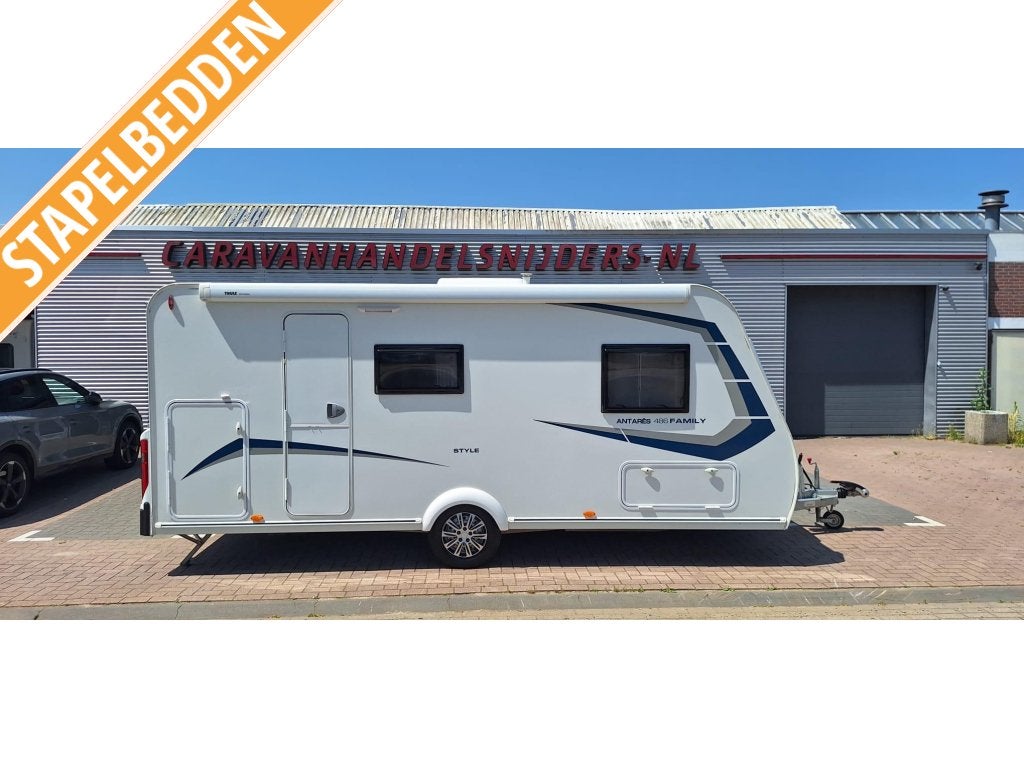 Caravelair Antares Style Family 476 Stapelbeddengoede carava, Dwarsbed, Schokbreker, Bedrijf, Treinzit