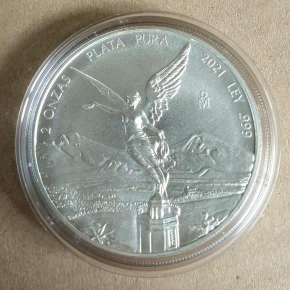 2 oz Zilver Libertad Plata Pura munt van 2021 uit Mexico, Ophalen of Verzenden, Zilver