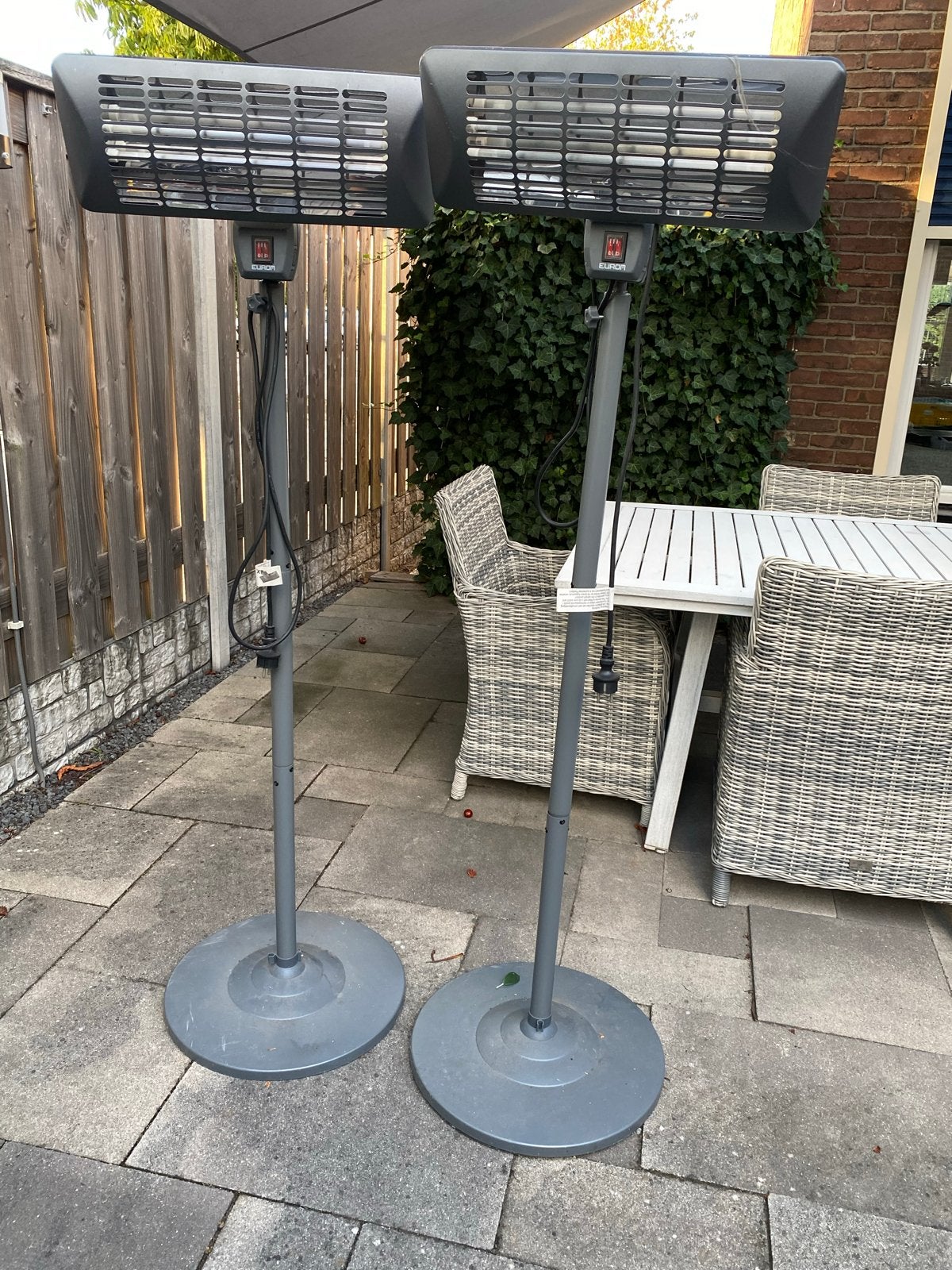 2x Eurom Terrasverwarmer op standaard, Ophalen, Gebruikt, Elektrisch, Vloer