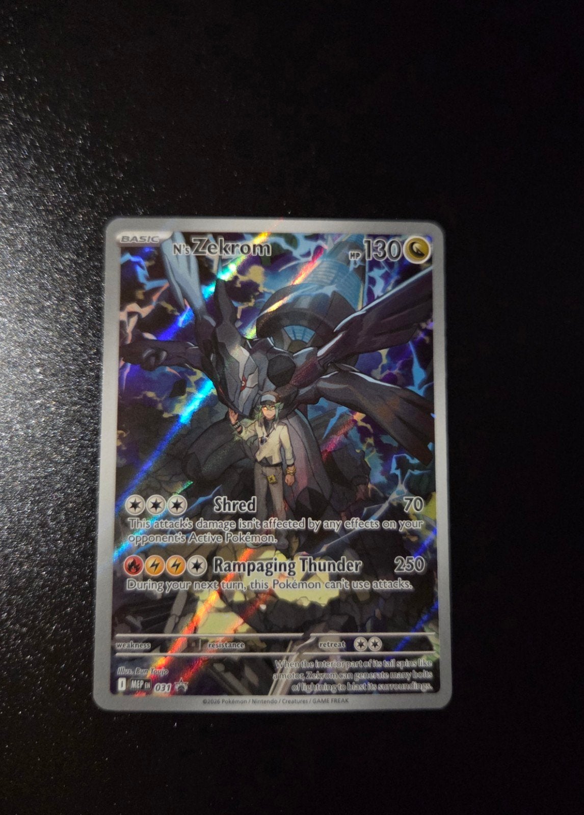 N's Zekrom 031 Pokemon promo, Ophalen of Verzenden, Zo goed als nieuw, Booster, Foil