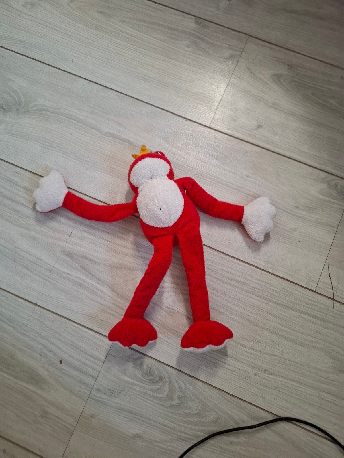 Rode Koning Kikker Knuffel met Kroon, Ophalen, Kikker, Gebruikt, Middelgroot (20 tot 80 cm)