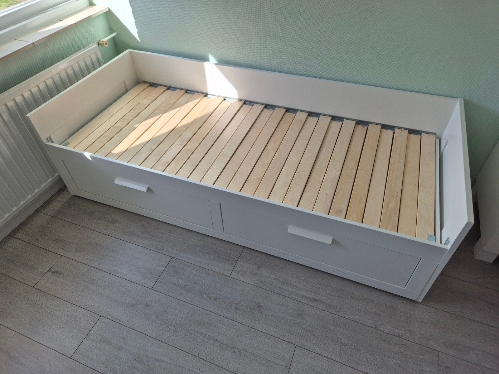 IKEA Brimnes Bedbank met 2 lades - Wit, Ophalen, Gebruikt, Wit, Modern, Functioneel