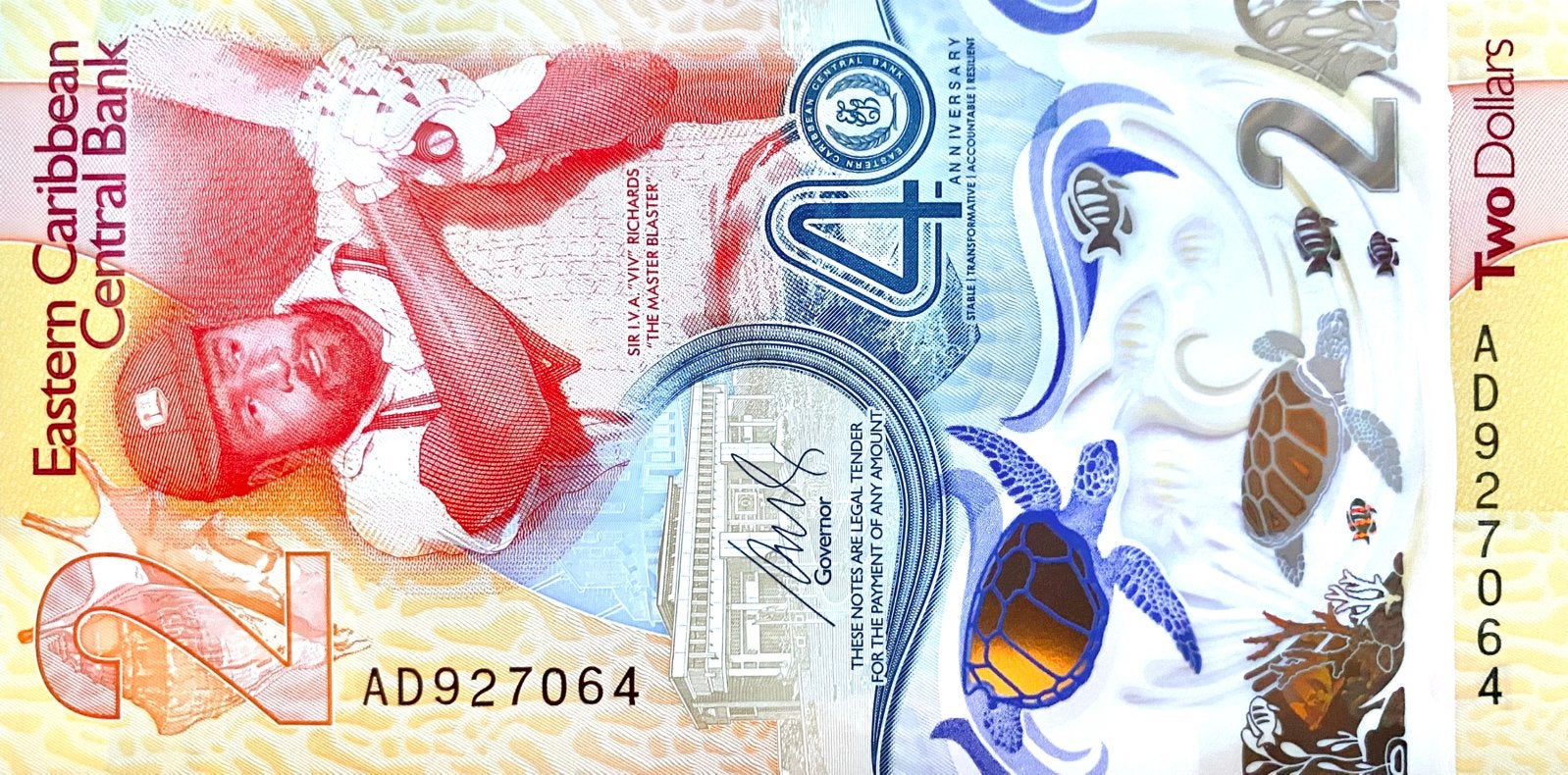 2 Dollars East Caribbean States 2023 Bankbiljet UNC #OCX, Ophalen of Verzenden, Midden-Amerika, Los biljet