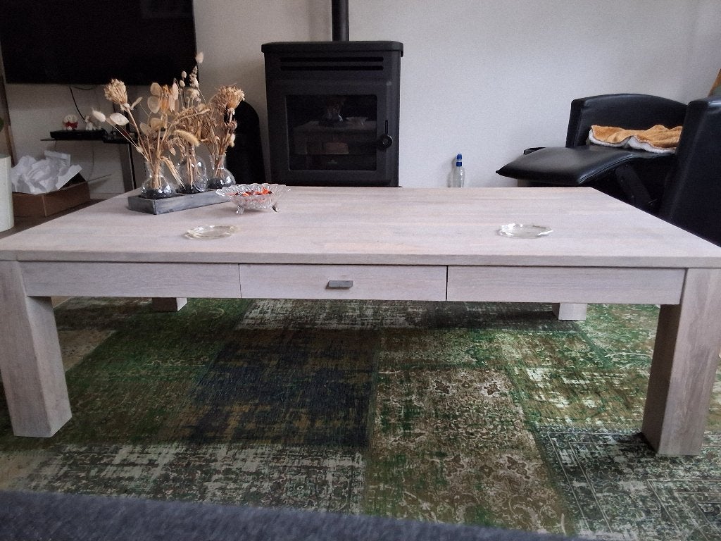 Houten salontafel + smalle hoge kast, Ophalen, Met plank(en), Gebruikt, 50 tot 100 cm