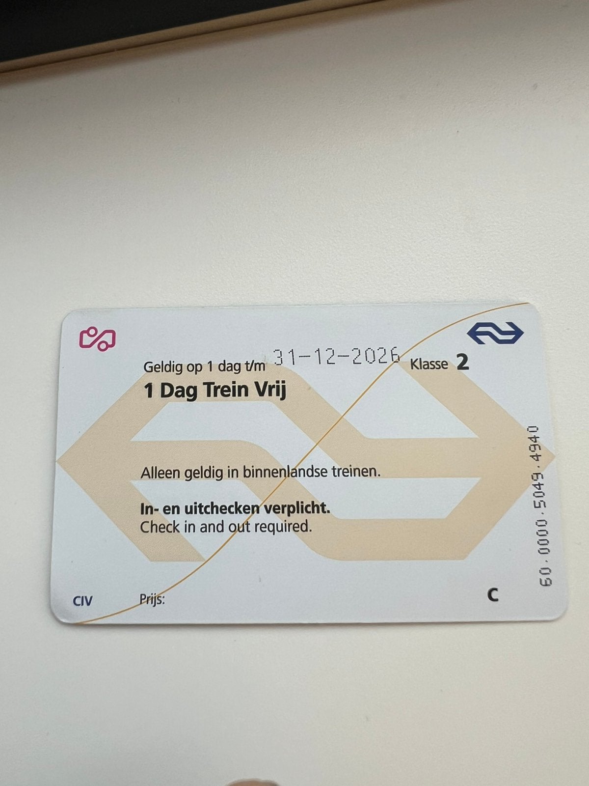 Treinkaart dagkaart trein  buiten daluren, Tickets en Kaartjes