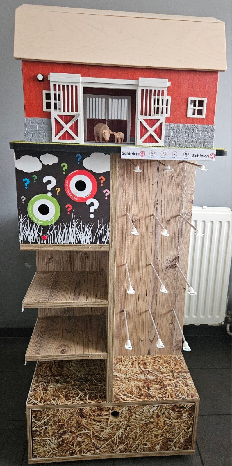 Unieke Schleich winkeldisplay met ikonische rode boederij, Verzamelen, Ophalen, Zo goed als nieuw, Paard, Beeldje of Figuurtje