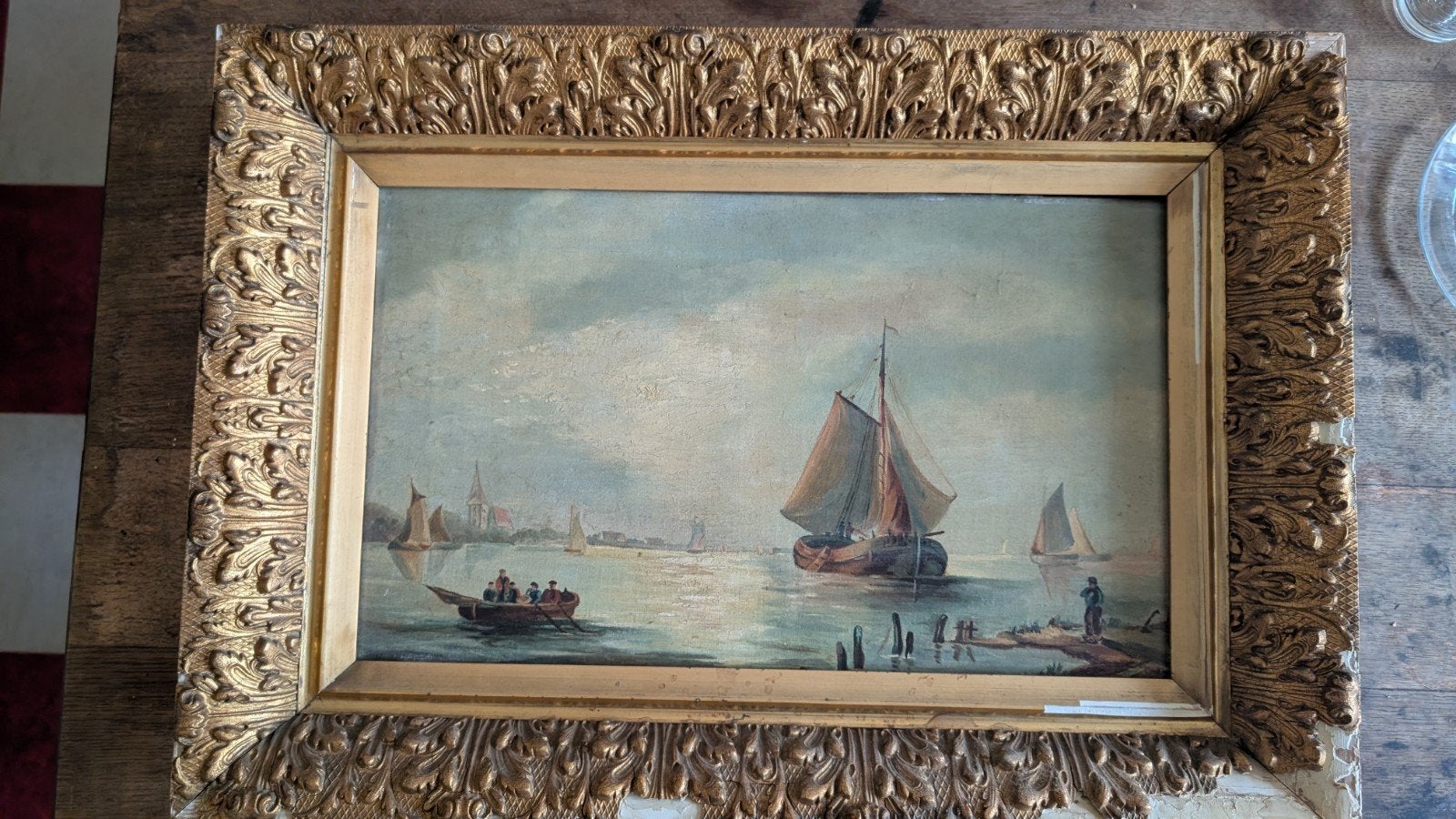 Maritiem schilderij, onbekende kunstenaar, begin 20e eeuw, Antiek en Kunst, Ophalen, Maritiem / water, Doek, Olieverf