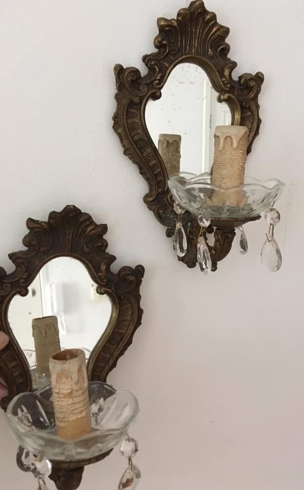 Set van 2 antieke bronzen wandkandelaars!, Ophalen of Verzenden