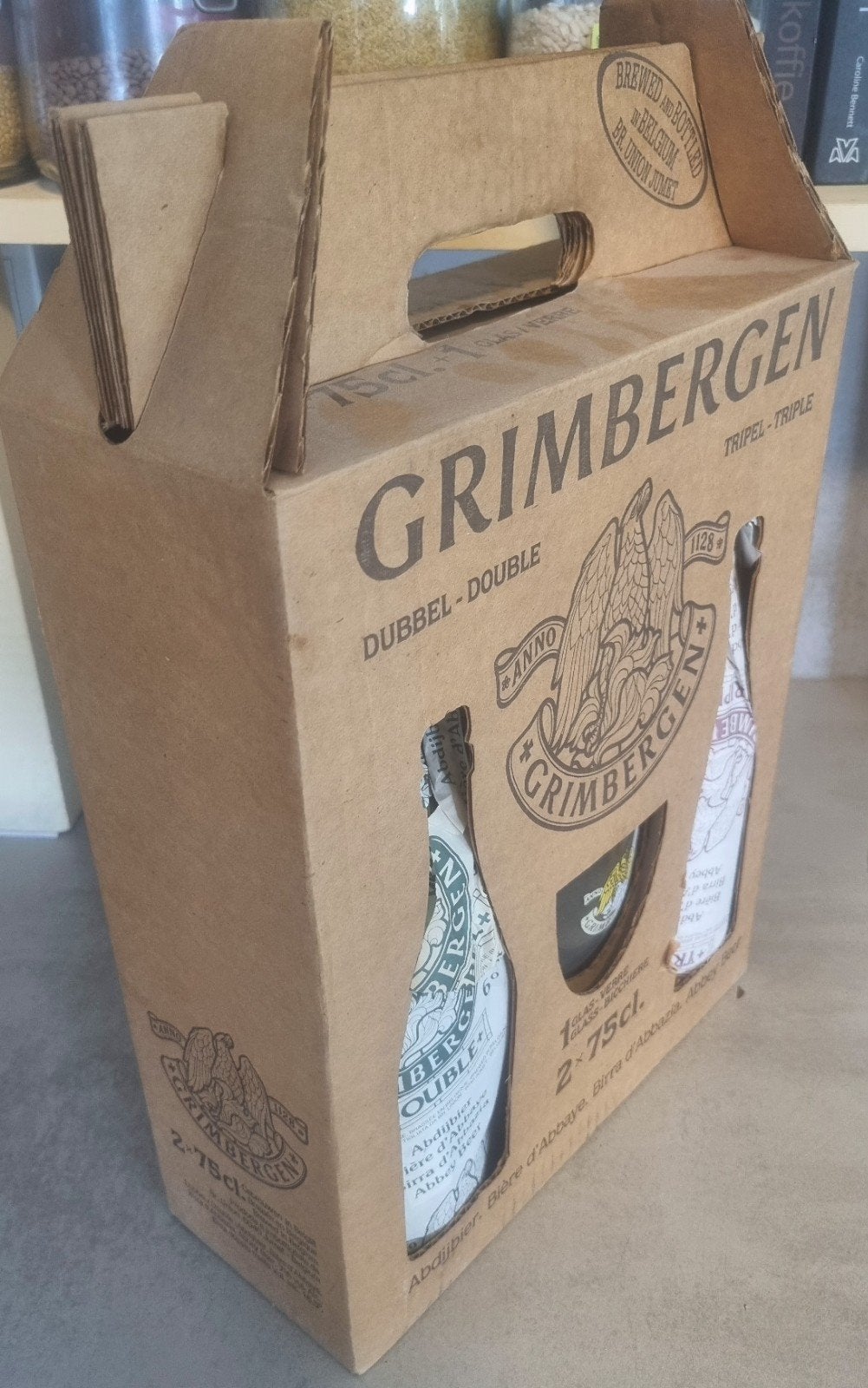 Grimbergen geschenkset 91 (Dubbel & Tripel, 2  75cl + glas), Ophalen of Verzenden, Glas of Glazen, Overige merken