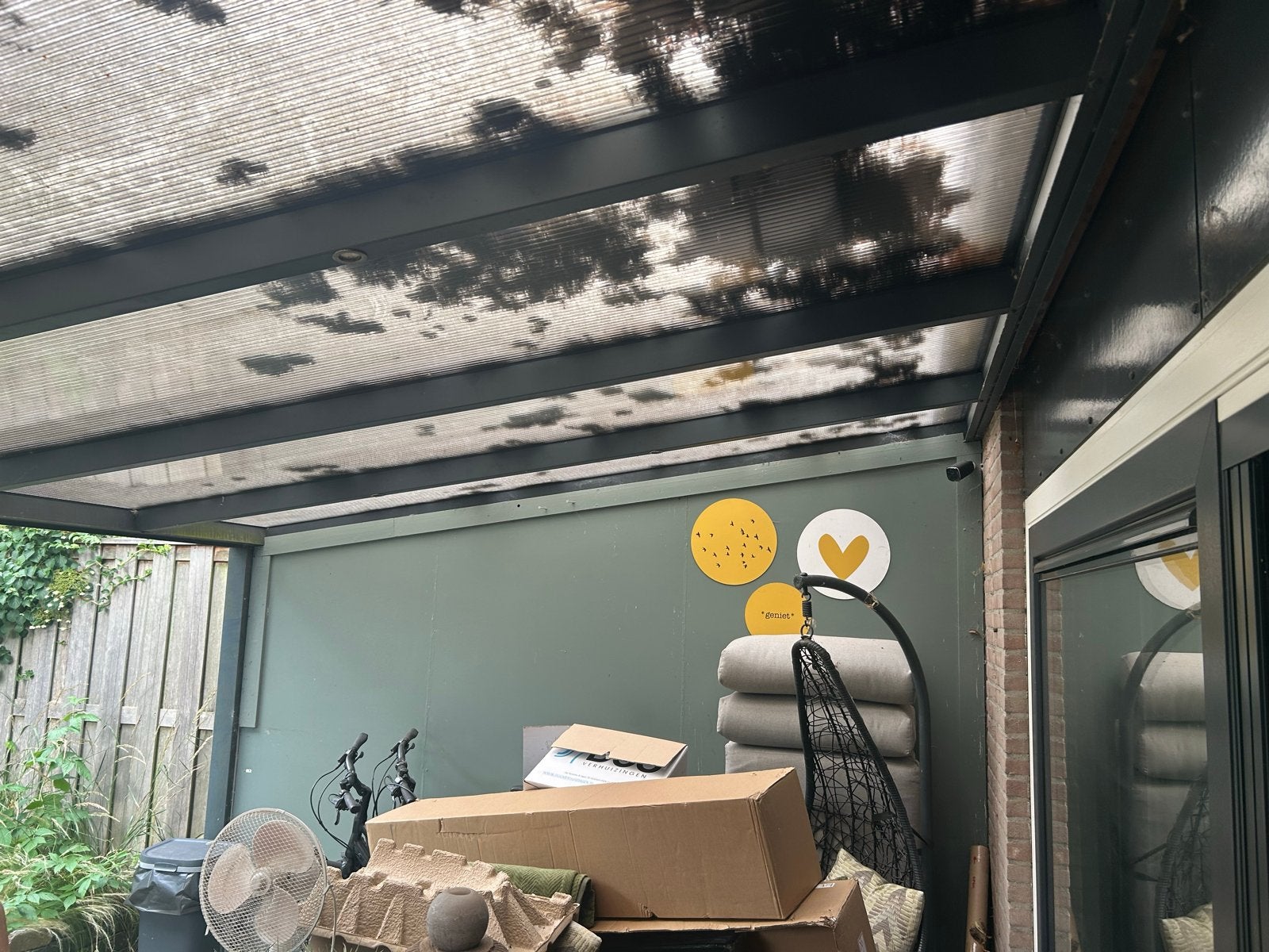 Aluminium overkapping 580x350cm met carbonaat dakplaten, Ophalen, Gebruikt, Veranda