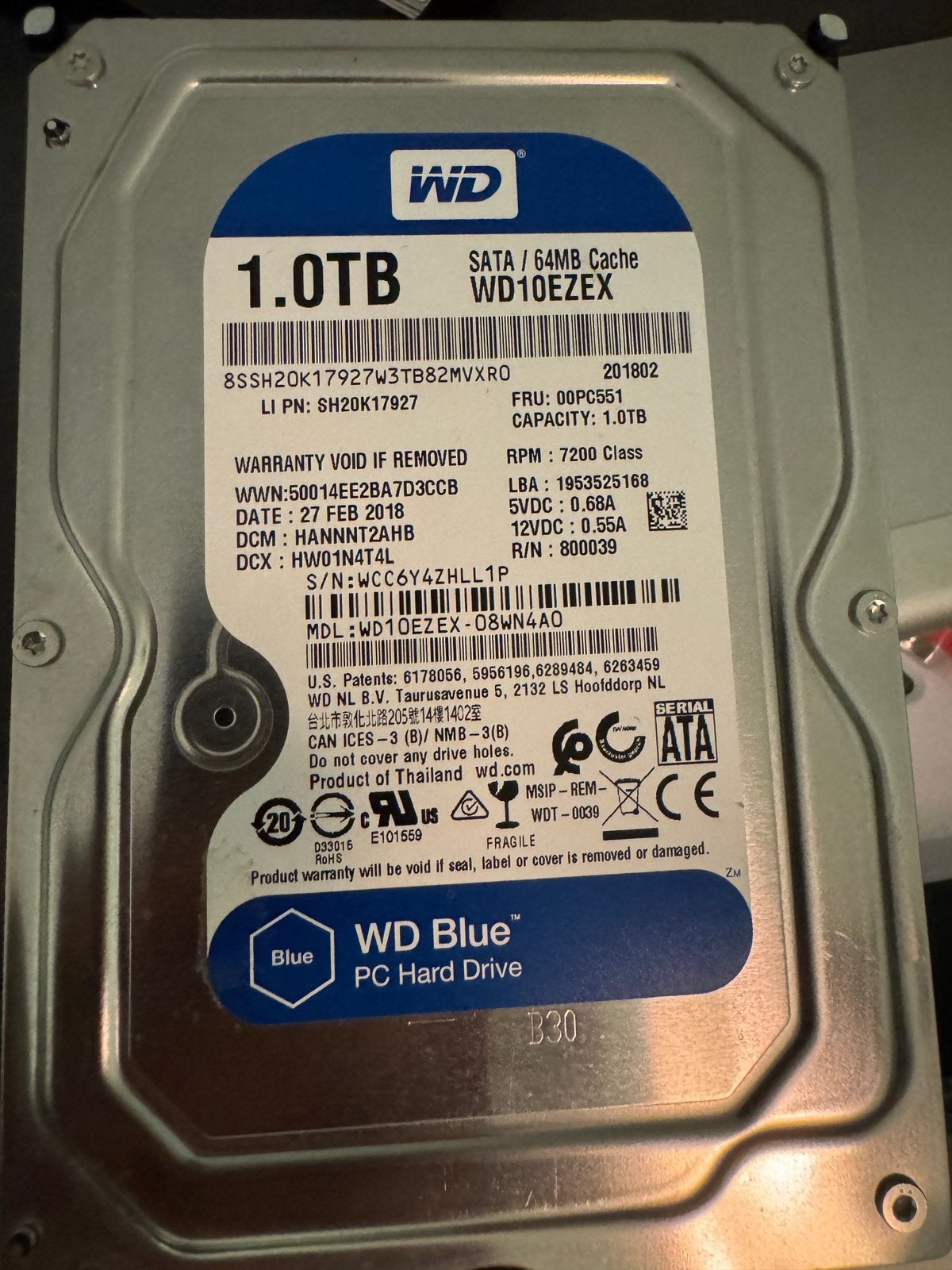 2x Western Digital Blue 1TB HDD – Los of als set!, Computers en Software, Verzenden, Zo goed als nieuw, Desktop