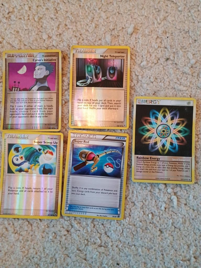 Setje oude reverse holo trainers, supporter en energy kaart, Ophalen of Verzenden, Gebruikt, Meerdere kaarten, Foil