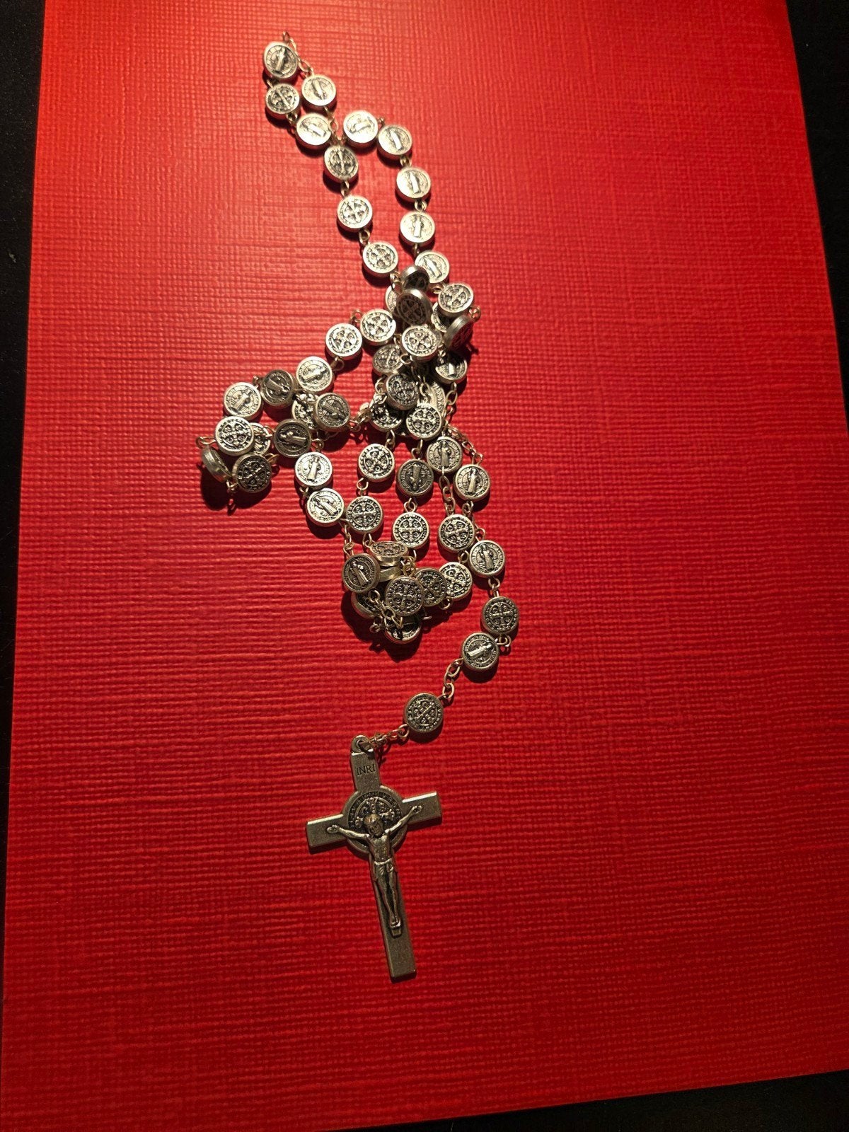 Prachtige Antieke Italiaanse Rozenkrans met St. Benedictus, Verzenden
