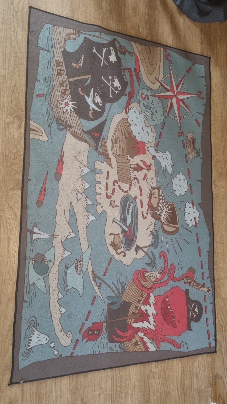 Stoer piraten vloerkleed 100x160 cm, Ophalen, Gebruikt, Piraat, Avontuur, Kinderkamer, 50 tot 100 cm