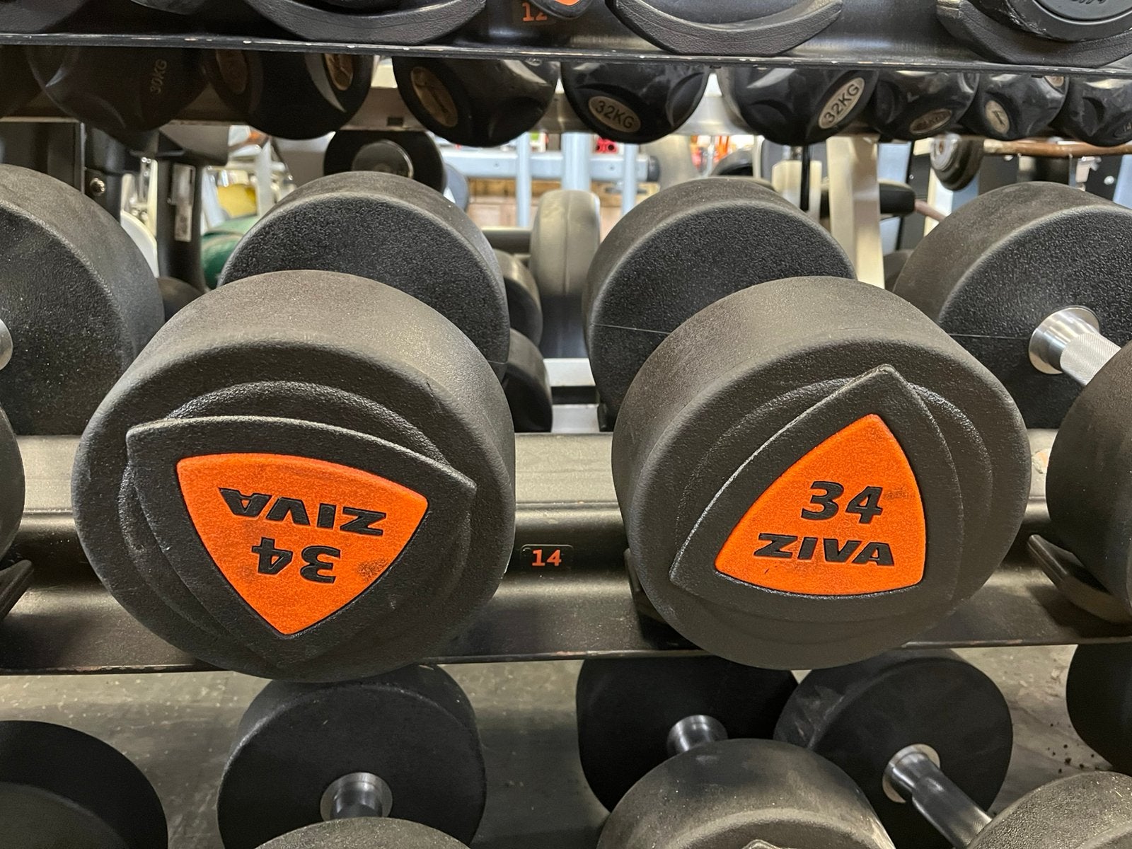 Ziva 2 x 34 kg pu urethane dumbbells dumbbell set gewichten, Dumbbell, Gebruikt, Dumbbells, Ziva