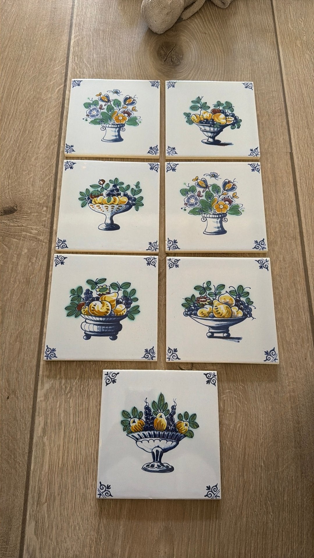 Keramieke tegels vintage 13x13 Delfts (?) blauw polychrome, Ophalen of Verzenden