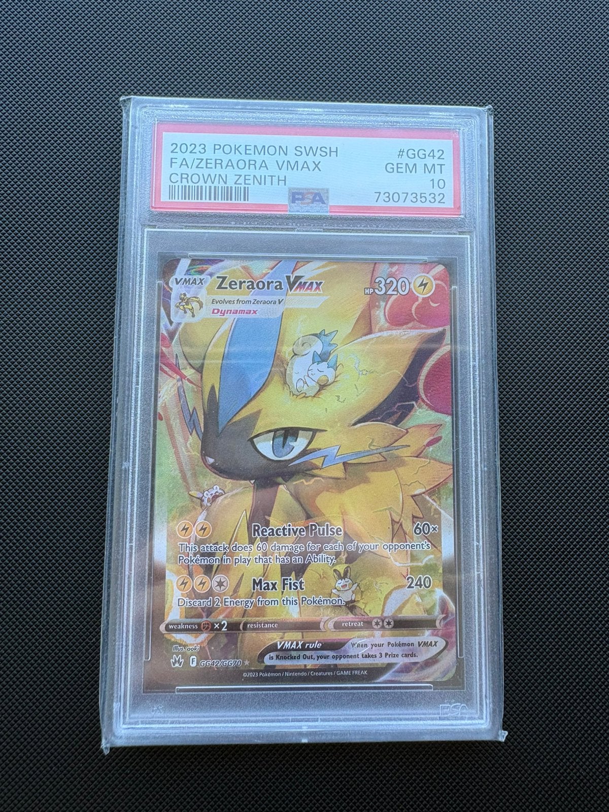 Zeraora Vmax GG42/GG70 Crown Zenith PSA 10, Ophalen of Verzenden, Nieuw, Losse kaart
