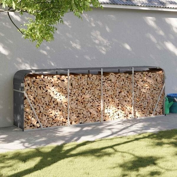 Haardhoutopslag 300x45x100 cm  staal antraciet nieuw in doos, Tuin en Terras, Minder dan 3 m³, Ophalen