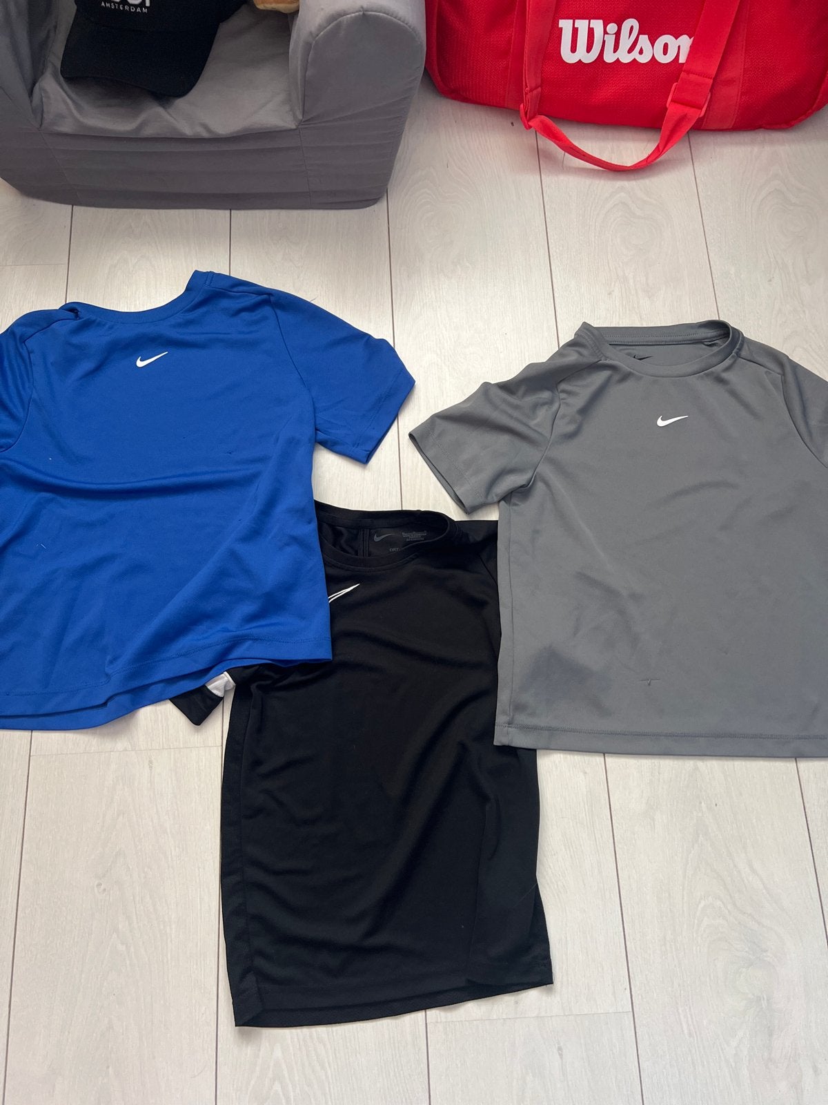 3 Nike sportshirtjes (blauw, zwart, grijs) - Rafa Nadal Acad, Ophalen of Verzenden, Gebruikt, Jongen of Meisje, Shirt of Longsleeve
