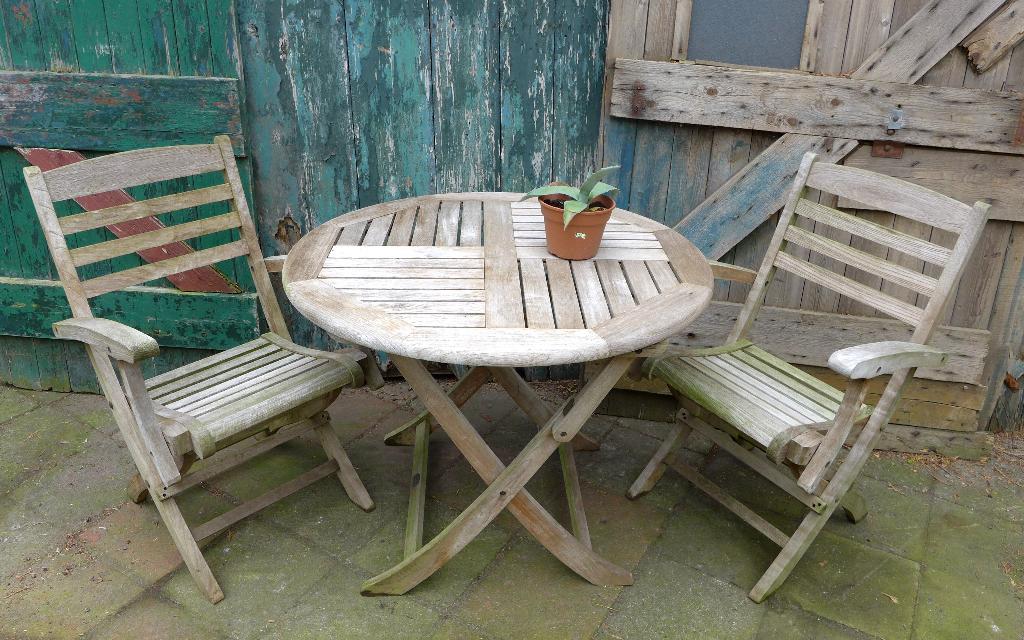mooie ronde opklapbare teak tuintafeltje, Gebruikt, Onbekend, Onbekend, Tuinset
