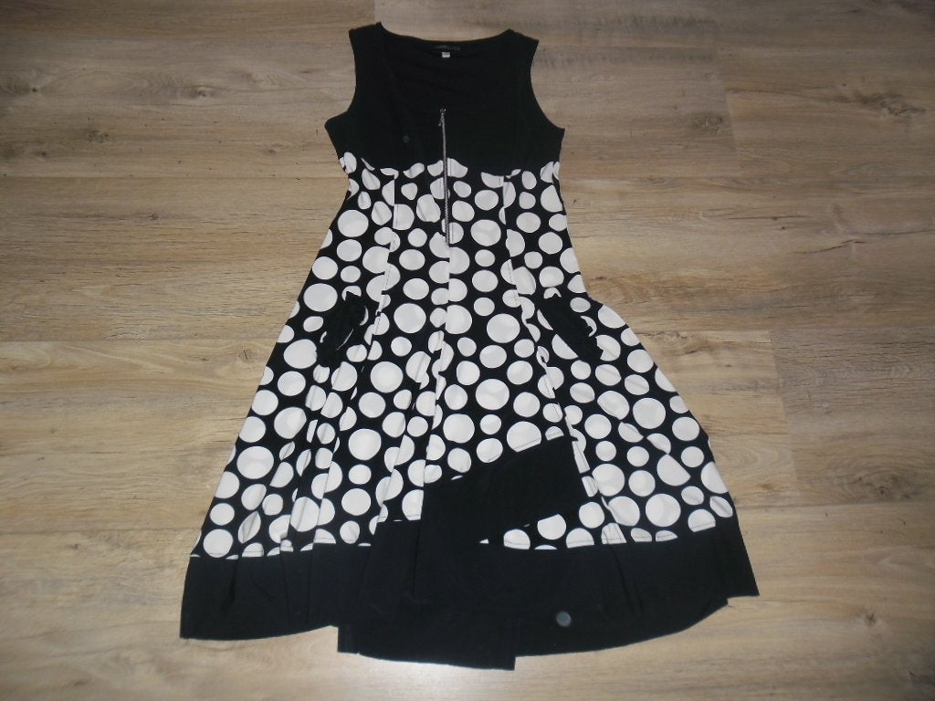 Mezza Luna Donkerblauw/Witte Polkadot Jurk Maat 38, Kleding | Dames, Maat 38/40 (M), Mezza Luna, Blauw, Nieuw