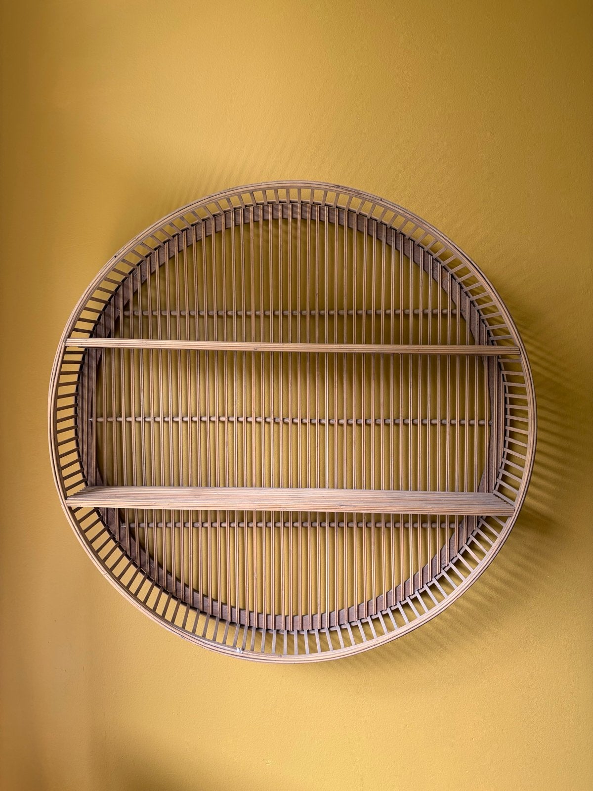 Wandkastje bamboe rond - ø75x12.5 cm, Ophalen of Verzenden, Nieuw
