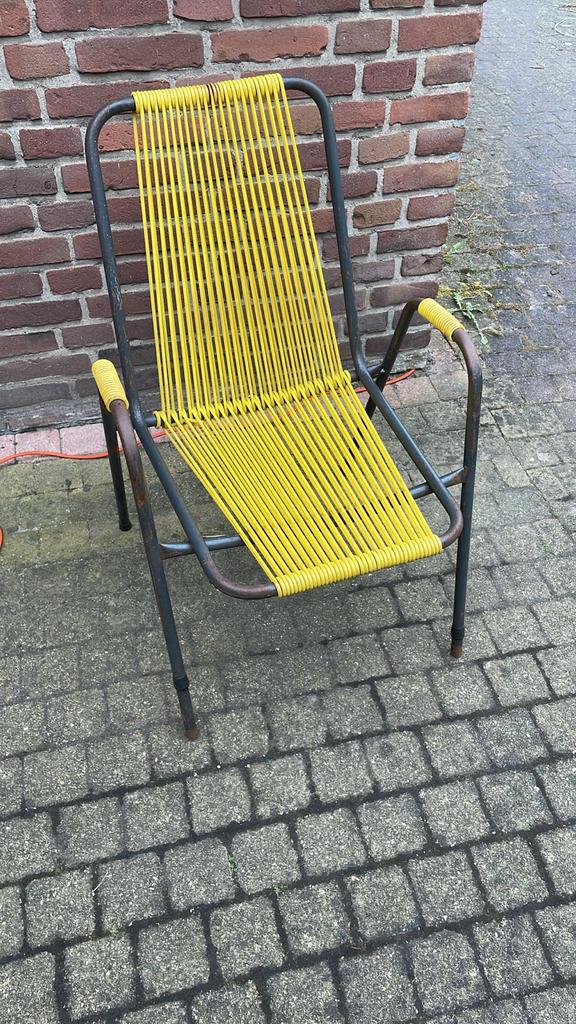 Vintage Gele Tuinstoel - Retro Design 4 stuks, Ophalen, Gebruikt