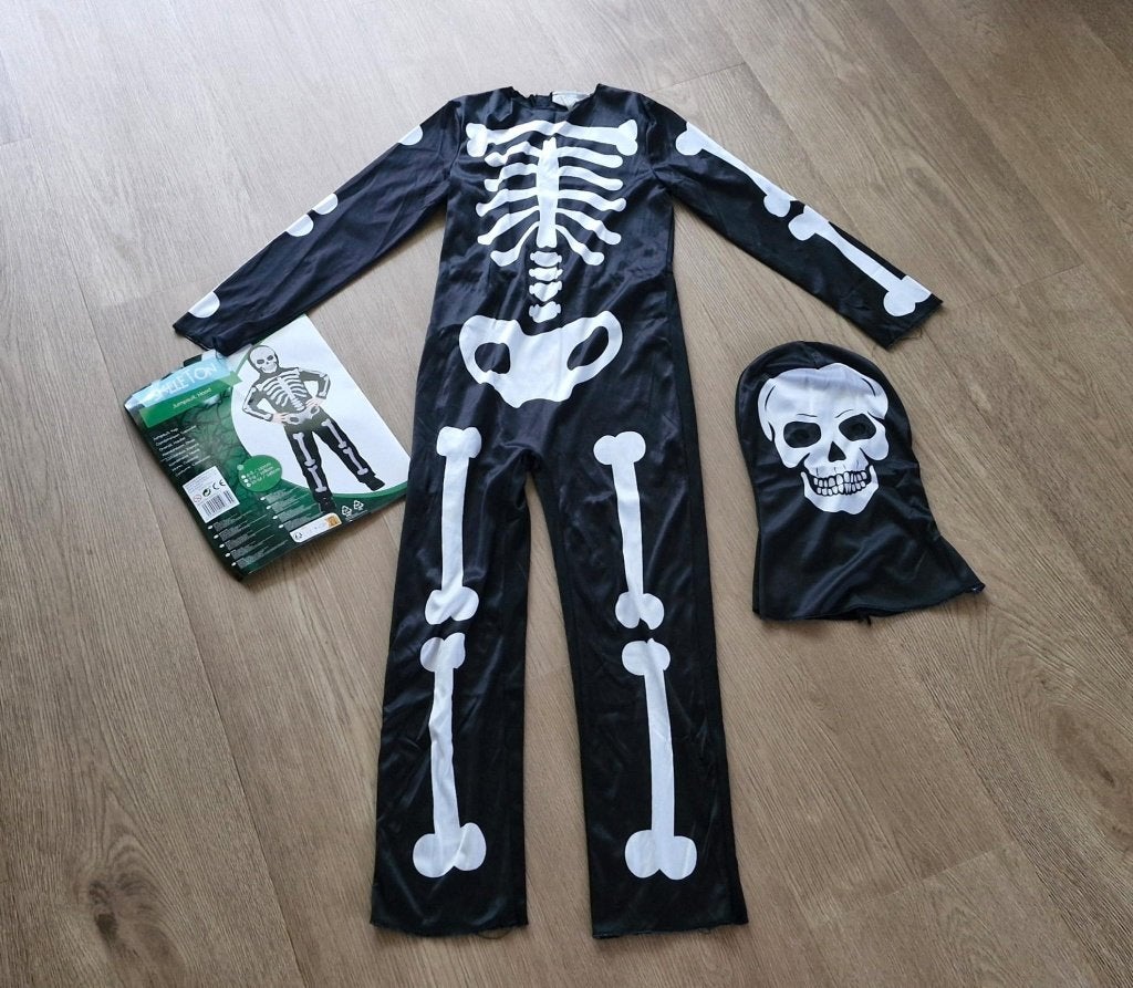 Carnaval / Halloween skelet verkleedset – Maat 146, Ophalen of Verzenden, Zo goed als nieuw, Jongen of Meisje, Overige typen