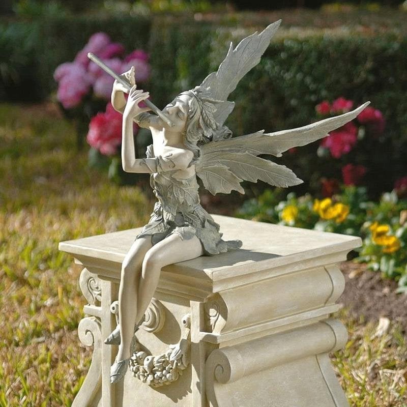 Fee Met Fluit Tuin Beeld / Decoratie Engel Dame Vrouw, Verzenden, Nieuw, Overige materialen