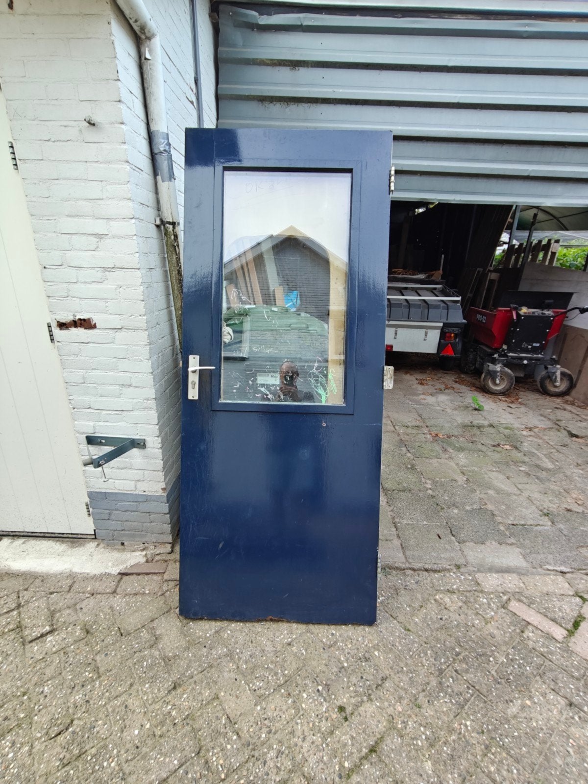 Twee gebruikte buitendeuren met glas, Ophalen, Gebruikt, Glas, Buitendeur